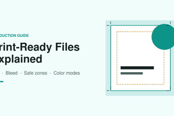 Print-ready files explained: document with bleed, trim line, safe zone and crop marks